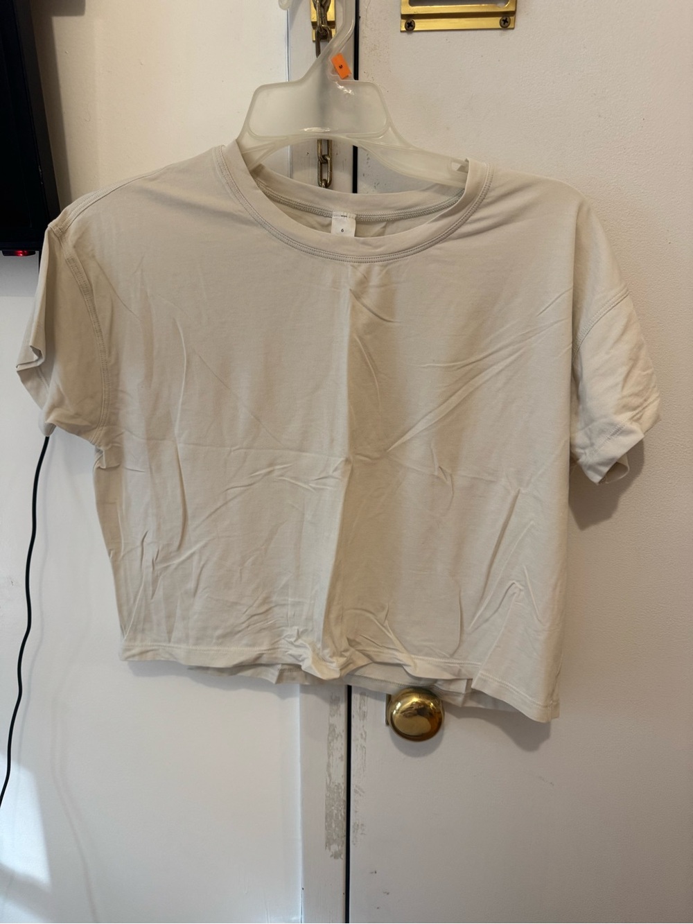 Lululemon All Yours Organic Cotton Cropped Shirt Off-White Silver